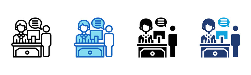 Concierge Desk icon Multi Style Vector Illustration 