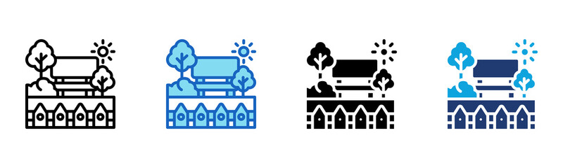 Garden View icon Multi Style Vector Illustration 