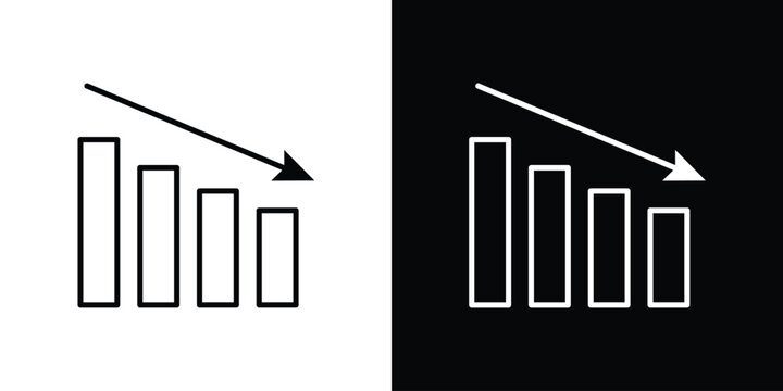 Decrease icon in black. flat graphic vector icon
