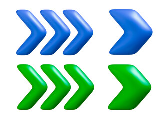 Directional arrows each with green and blue colors