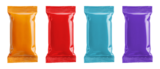 Collection set of blank snack bar packaging isolated on transparent or white background, png