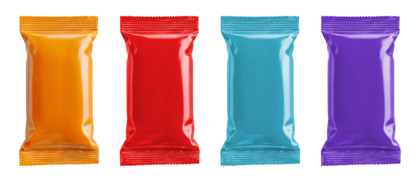 Collection set of blank snack bar packaging isolated on transparent or white background, png