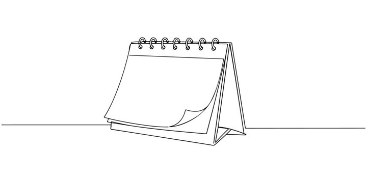 Naklejki Continuous one line drawing of a calendar, depicting organization and time, line art style vector illustration.