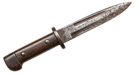 Vintage, rustic bayonet knife, showcasing its history and sharp blade
