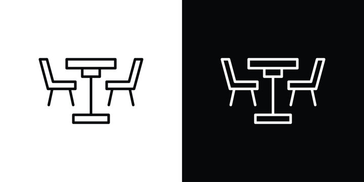 Dining table icon in black. flat graphic vector icon
