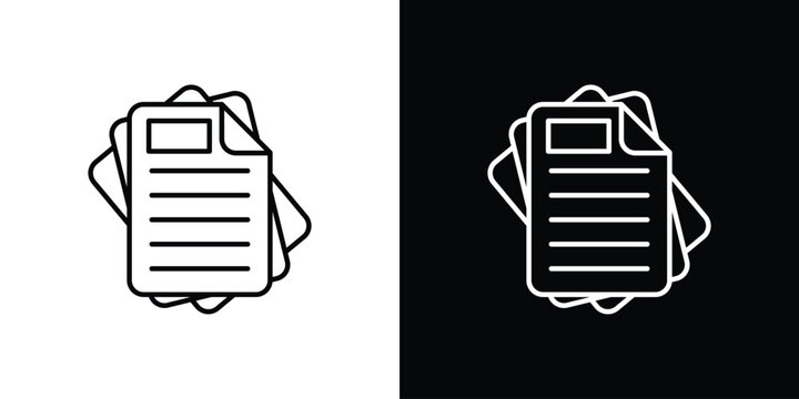Document papers pile icon in black. flat graphic vector icon