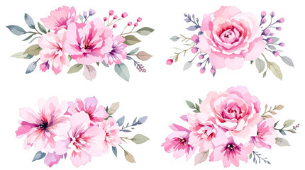 set of pink flowers