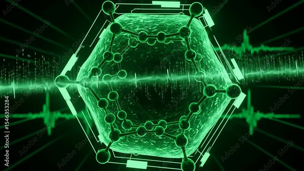 Aufkleber abstract glowing green hexagonal structure digital graphic design element