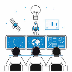 Scientists and Engineers Monitoring Space Exploration and Global Data with Innovative Technology,