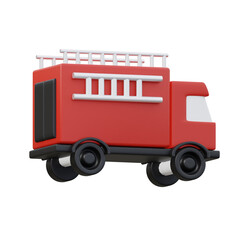 Red and black Fire Truck 3d icon illustration