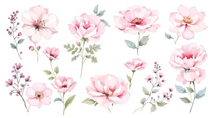 Set of spring flowers