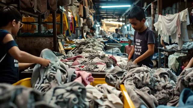 Filipino Children Working in a Fast Fashion Factory