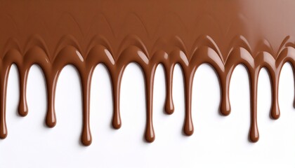 Artistic drizzle of melted chocolate forming intricate patterns on a pristine white surface, minimalistic yet indulgent design 