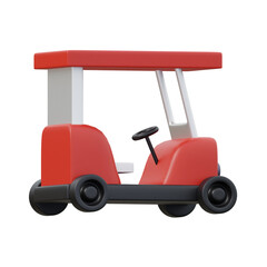 Red and black Golf Car 3d icon illustration