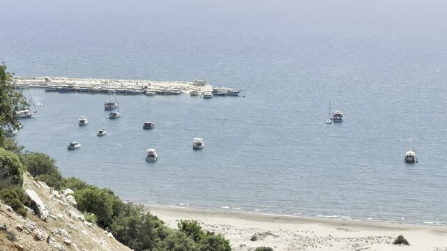 Boats and yachts moored in the backwater