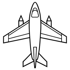 Minimalist Airplane Top View Line Art