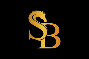 Fototapeta premium Elegant Horse and Initials letters SB Logo Design