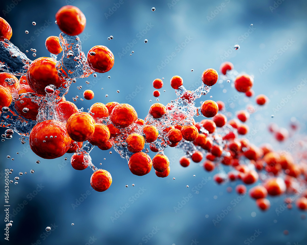 Poster hbot. hyperbaric oxygen therapy. oxygen. microscopic view of oxygen entering bloodstream
