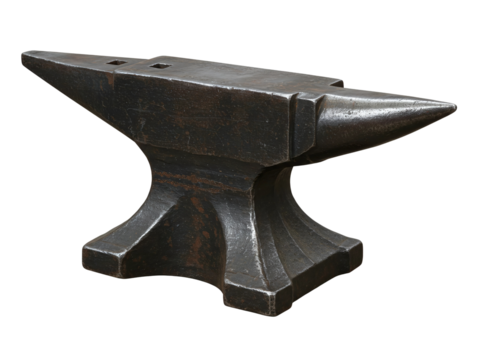 Vintage blacksmith anvil isolated on transparent background