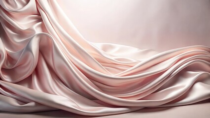 Delicate pale pink silk fabric drapes elegantly