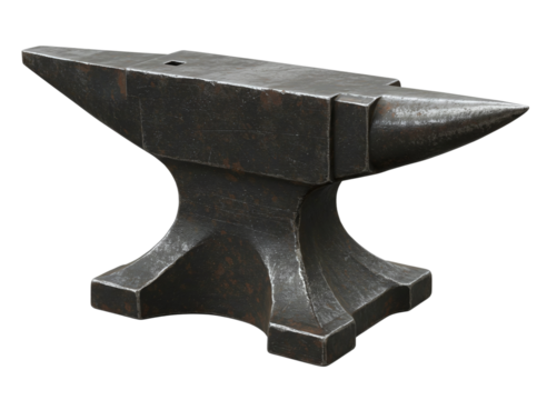 Vintage blacksmith anvil isolated on transparent background