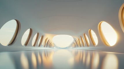 Modern Interior Design with Futuristic Architecture and Large Circular Windows