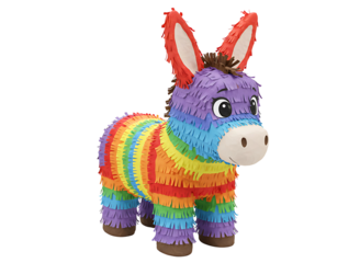 Rainbow donkey pi ata isolated on transparent background