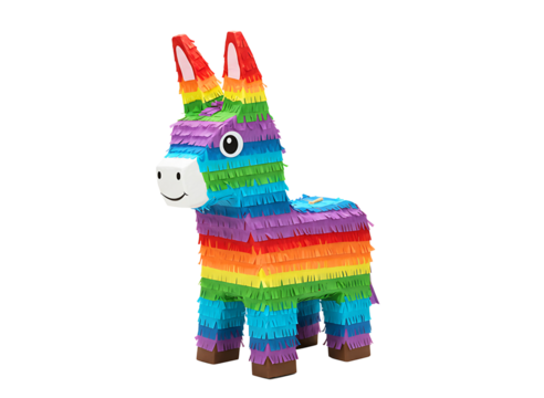 Rainbow donkey pi ata isolated on transparent background