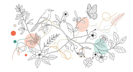 The Gentle Weave of Nature An Abstract Expression of Floral and Geometric Harmony