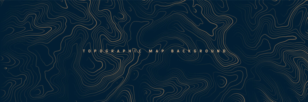 Colorful topographic map with contour lines. Geographic terrain grid, relief height elevation. Ground path pattern. Travel and navigation, cartography design element. Vector illustration