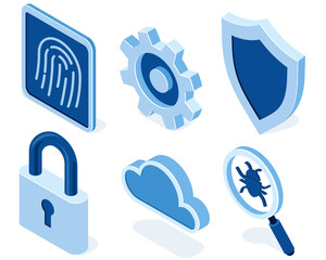 Isometric Cybersecurity and Data Protection Icon Set