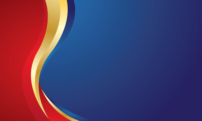 Modern red gold wave on blue background design for certificate