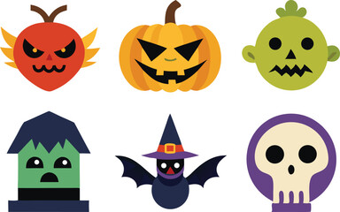 Fototapeta premium Halloween characters flat vector illustration