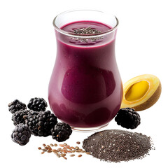 Rich Purple Smoothie with Chia and Blackberries in Glass