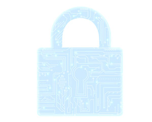 Digital Padlock with Circuit Board Pattern for Cyber Security