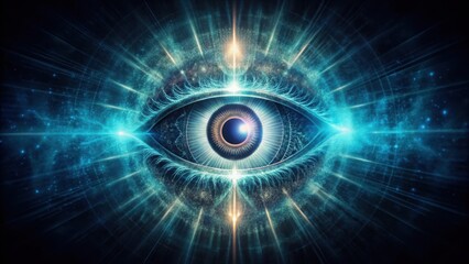 Mysterious dark background with a glowing abstract eye