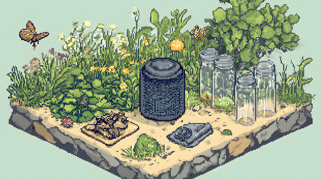 Pixel Art Bug Catching Camp Insect Habita