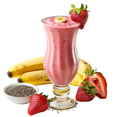 Vibrant Strawberry Banana Smoothie in Ultra Realistic UHD Photo