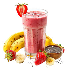 Vibrant Strawberry Banana Smoothie in Ultra Realistic UHD Photo