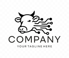 Cow, livestock, agritech and technology, graphic design. Farming, agriculture, biotech and innovation, vector design and illustration