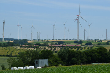large wind farm or park near Etteln, a village in Paderborn, Germany, alternative energy, energy...