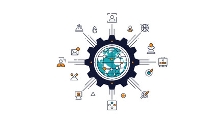 Obraz premium Global Data Network Interconnection and Modern Technologies as a Driving Force for Business