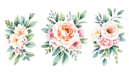 Set of watercolor flowers, Clipart watercolor flowers