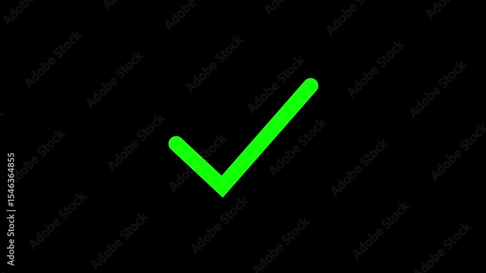 Poster check mark animation. check mark animation motion. animated tick mark icon. green color simple appro