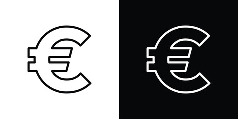Euro icon in black. flat graphic vector icon