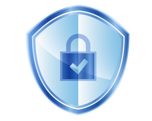 Secure Shield with Padlock and Checkmark Icon for Data Protection