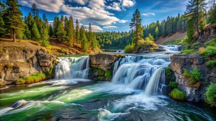 Obraz premium Waterfall cascade at Bowl and Pitcher in Riverside State Park