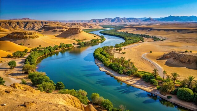 Majestic Oum er-Rbia River winding through the desert landscape