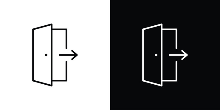 Exit icon in black. flat graphic vector icon
