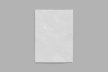 crumpled and creased paper or poster texture isolated on gray background